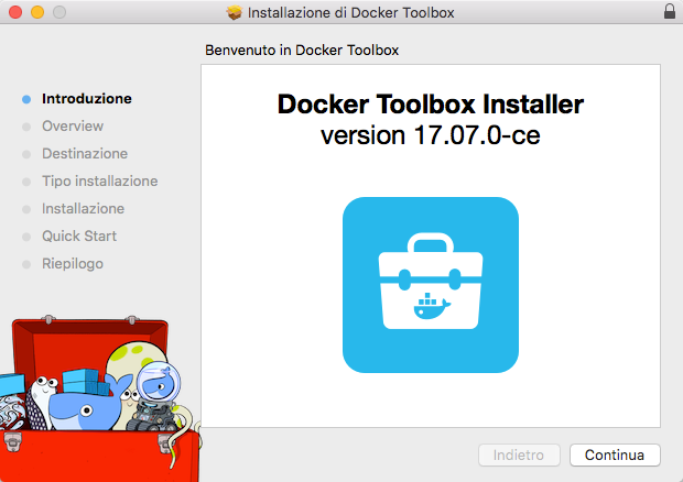 L'installer di Docker Toolbox per Mac OS X